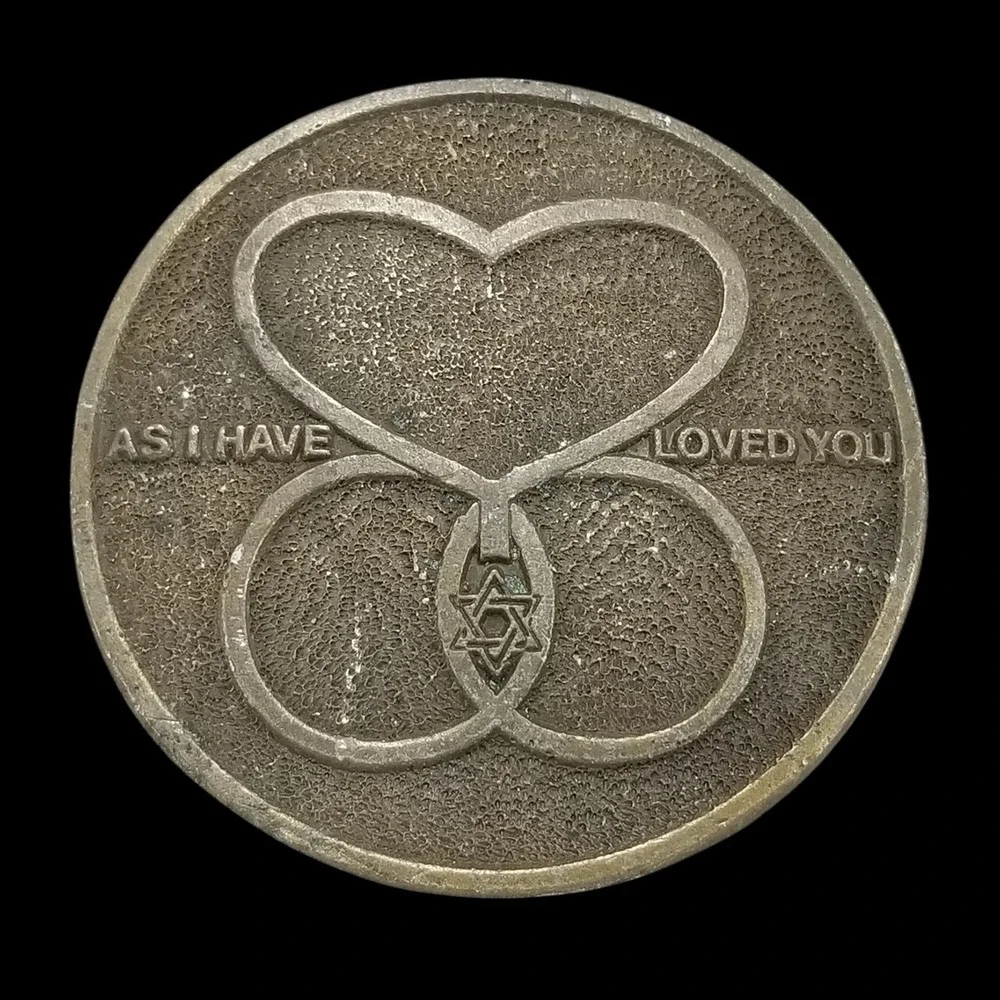 Vintage Belt Buckle Heart Infinity Symbol Star of David Religious‎ Phrase